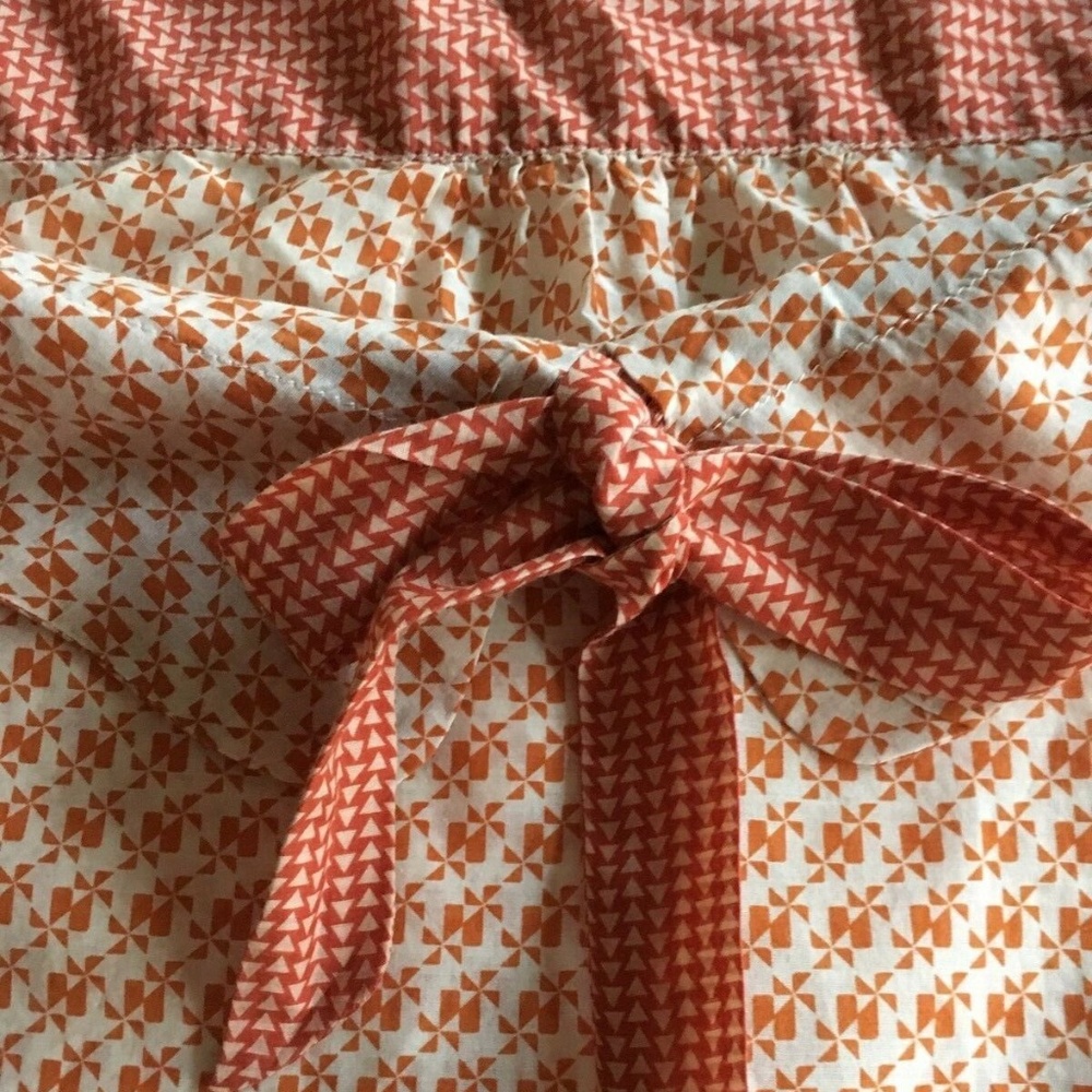 GAP Womens Orange Geometric Pinwheel Peter Pan Collar Bow Sleeveless Blouse Sz S - Picture 2 of 6